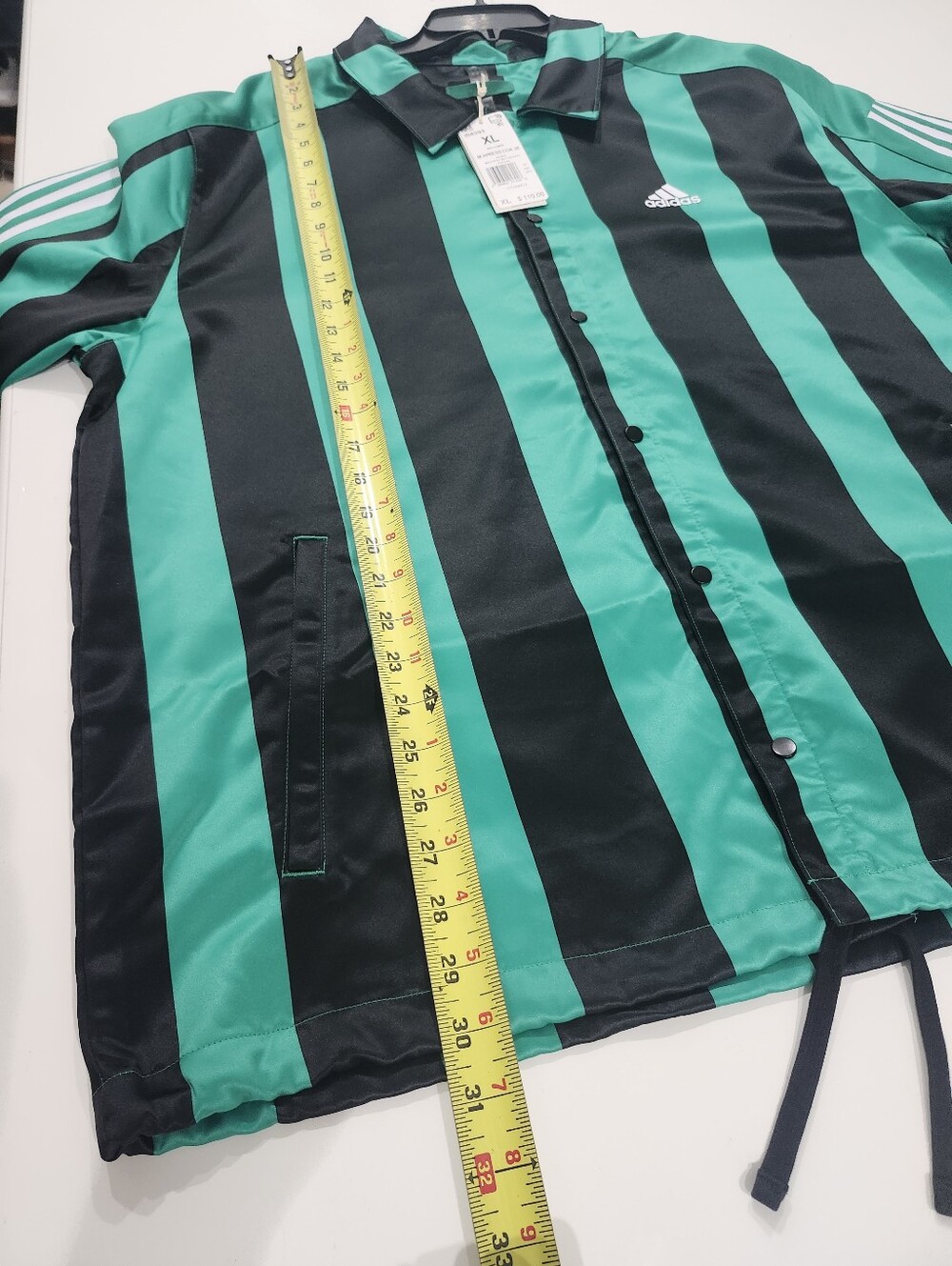 Adidas Originals Satin Coaches Snap Jacket Green Black Mens Size XL $110 IB8393 - Picture 7 of 8